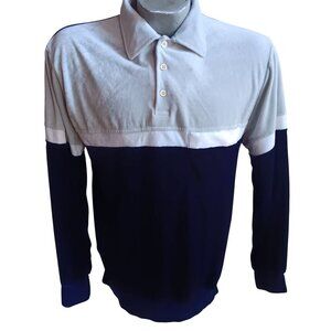 Vintage 1980s Velour Colorblock Pullover Shirt Mens Medium Blue/gray New Wave
